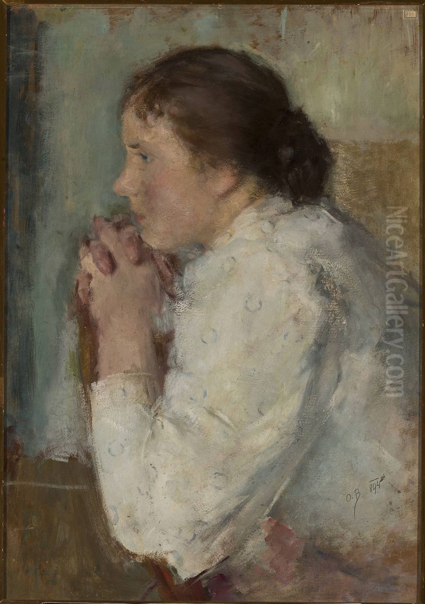 Portrait of a lady in profile Oil Painting by Olga Boznanska