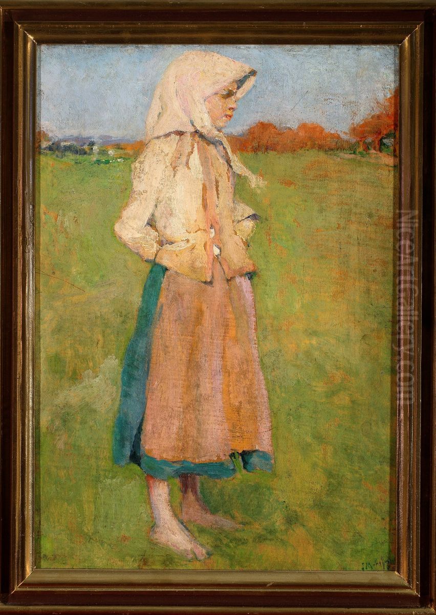 Village girl Oil Painting by Jozef Mehoffer