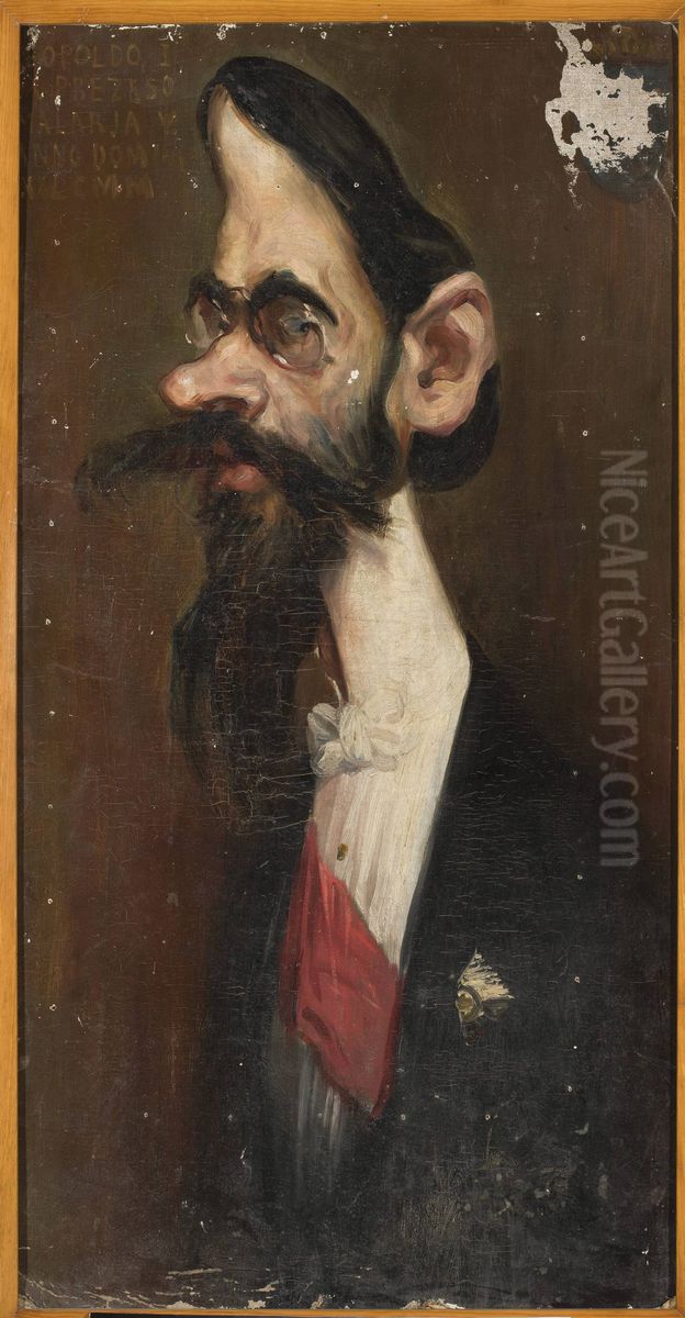 Caricature of Leopold Wasilkowski, sculptor Oil Painting by Konstanty Gorski