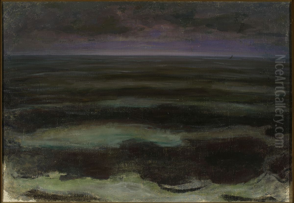 Sea at night Oil Painting by Wladyslaw Slewinski