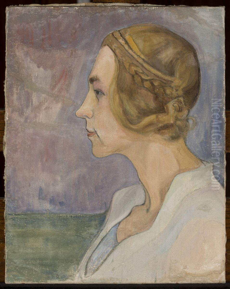 Profile of a young woman Oil Painting by Wladyslaw Slewinski