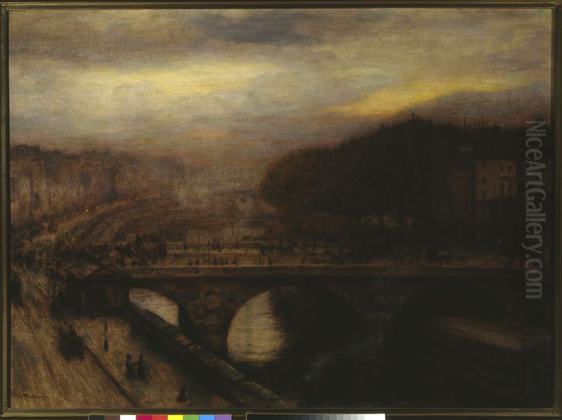Pont Saint-Michel in Paris Oil Painting by Jozef Pankiewicz