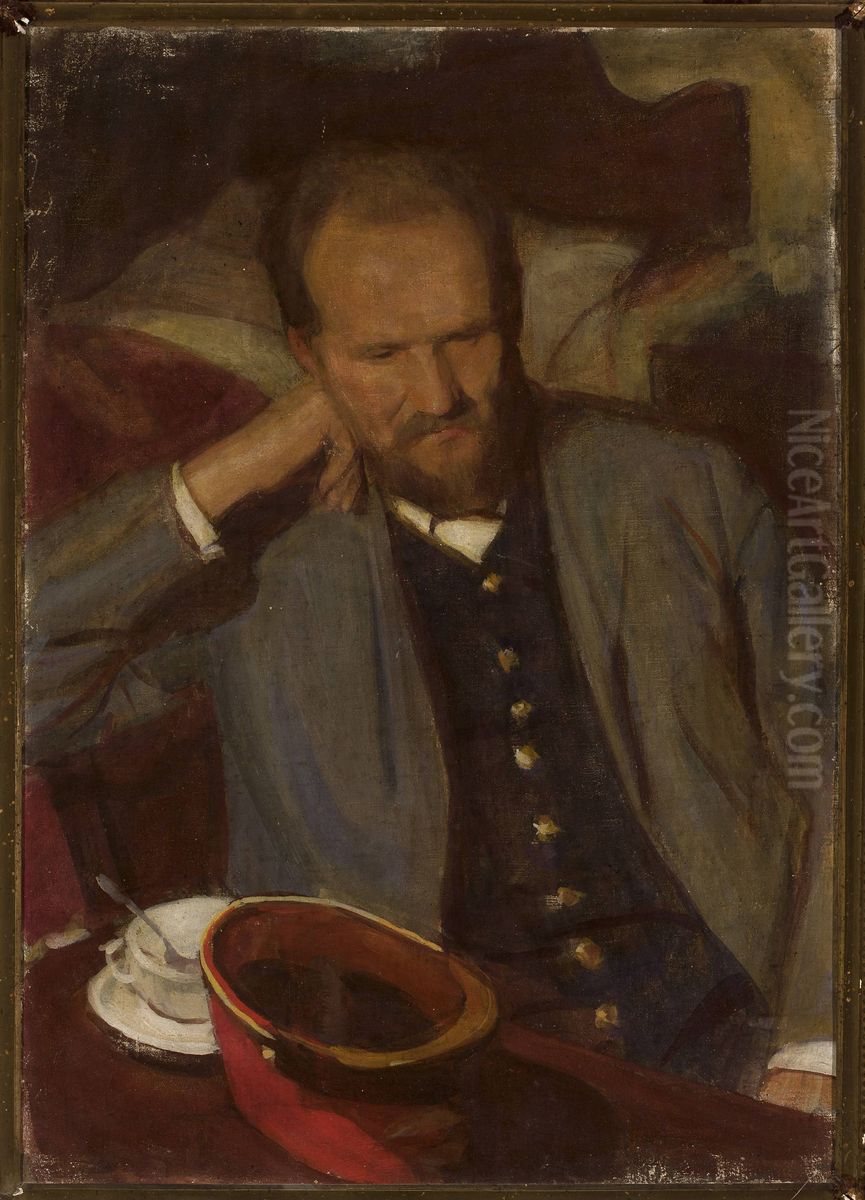 Portrait of Stanislaw Florek, railway official Oil Painting by Wojciech Weiss