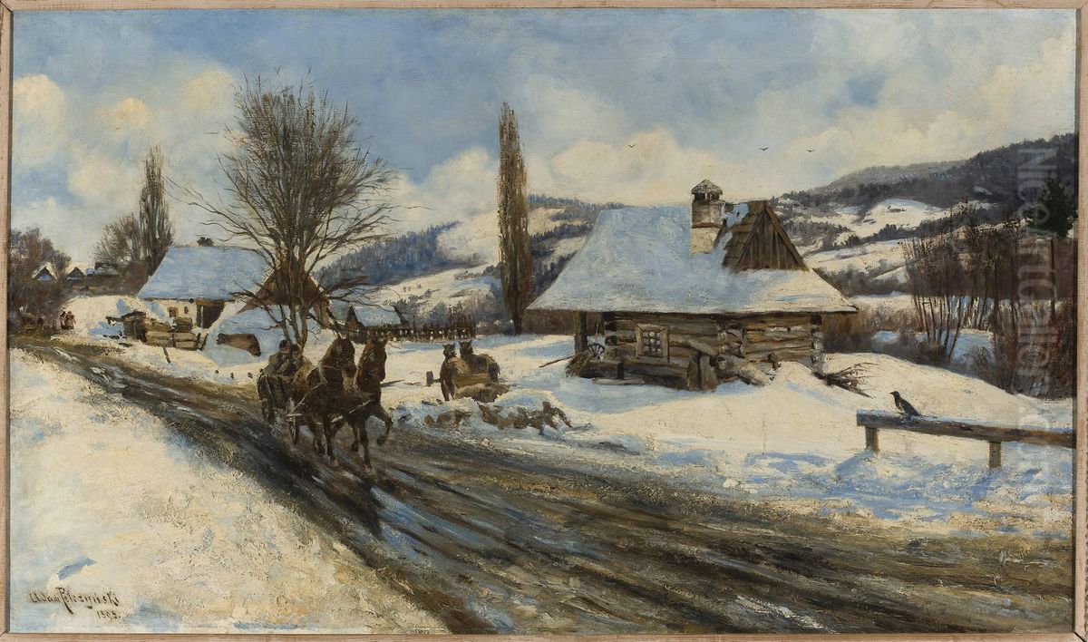 View of a submontane village Oil Painting by Adam Pelczynski