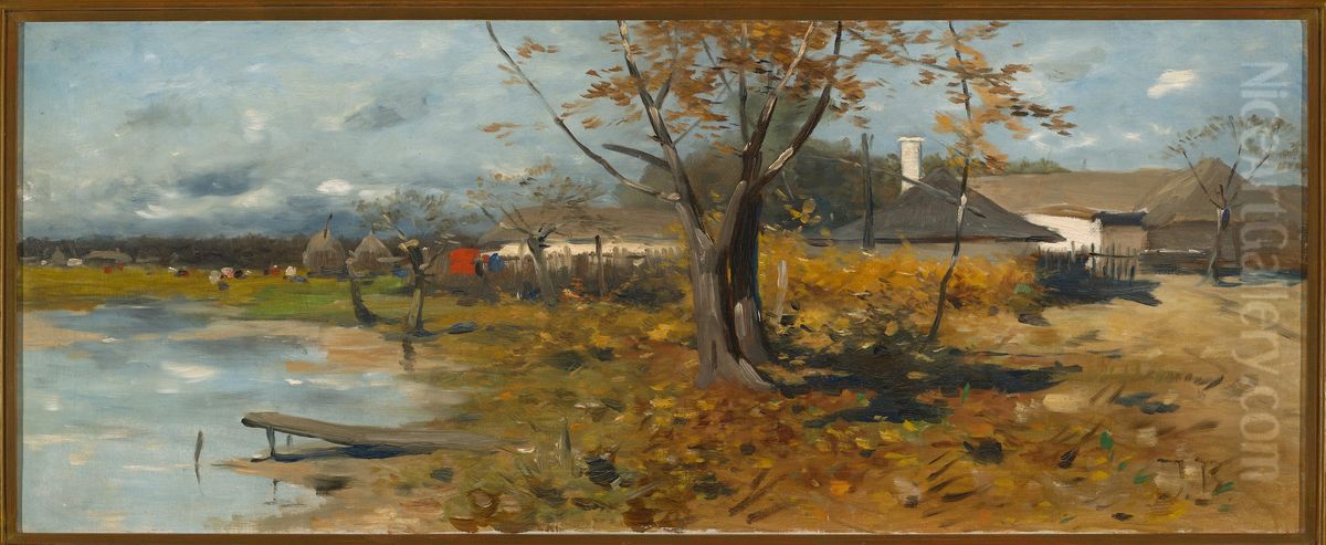 Farmyards Oil Painting by Jozef Brandt