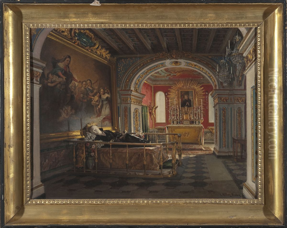 Interior of the chapel of Saint Stanislaus Kostka in Rome Oil Painting by Karol Miller