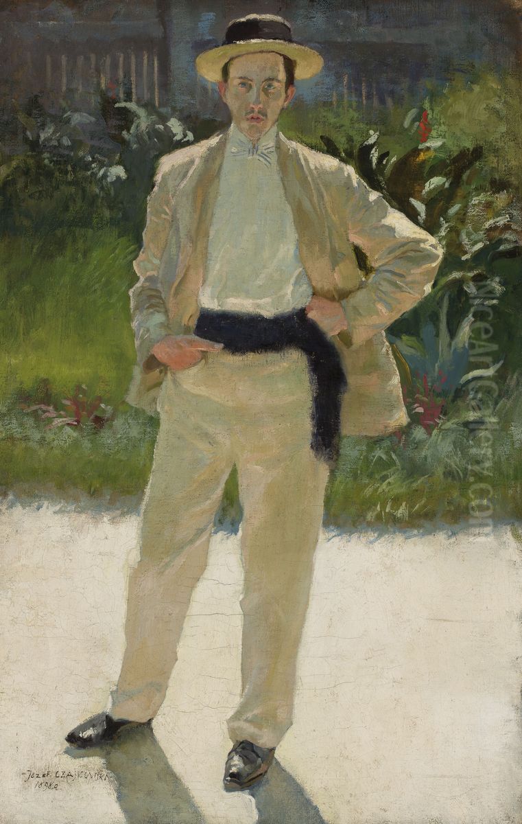 Portrait of Stanislaw Czajkowski, painter, artist's brother Oil Painting by Jozef Czajkowski