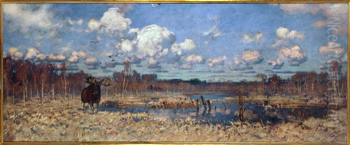 Elk Oil Painting by Julian Falat