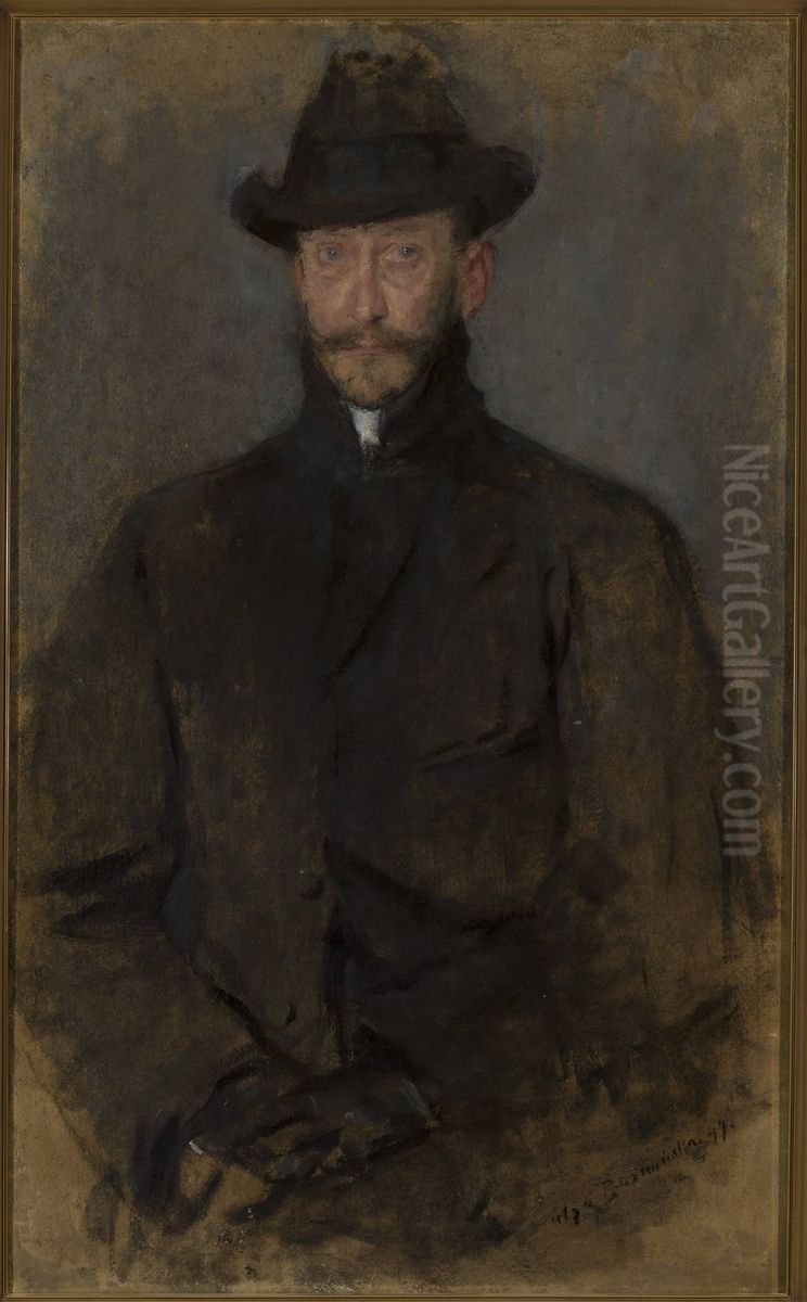 Portrait of Antoni Kamienski (1860/1861-1933), painter Oil Painting by Olga Boznanska