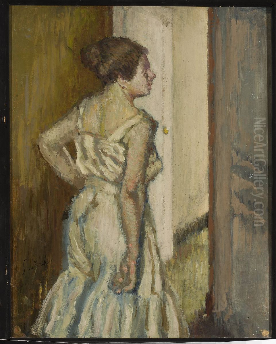 Study of a woman Oil Painting by Stanislaw Debicki