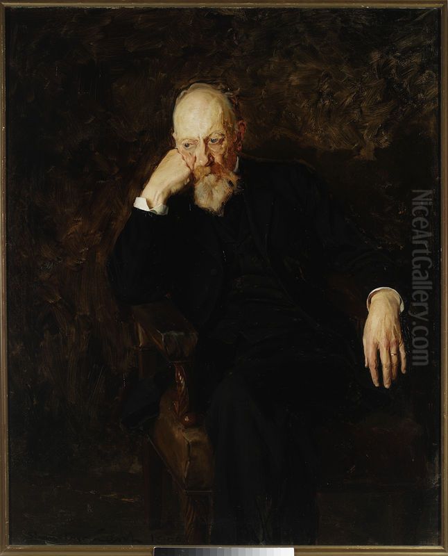 Portrait of professor Aleksander Jablonowski Oil Painting by Stanislaw Lentz