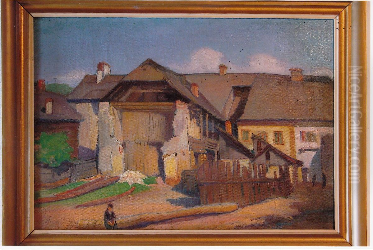 Wall fragment and a boy Oil Painting by Wladyslaw Slewinski