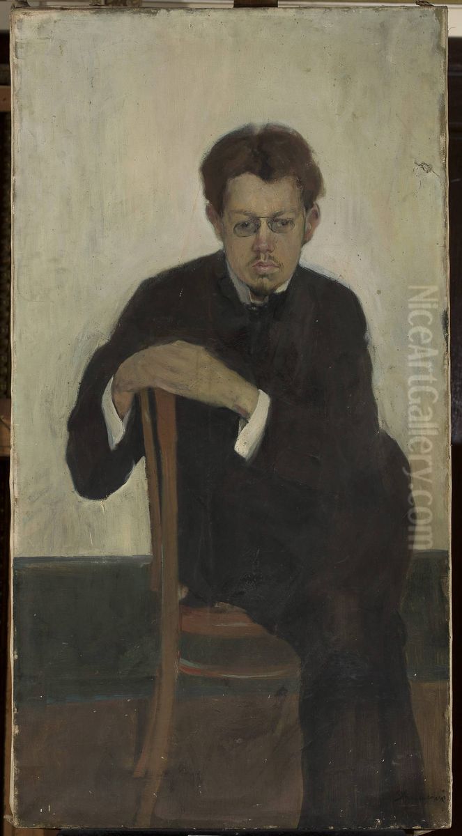 Portrait of musician Korolev Oil Painting by Stanislaw Kuczborski