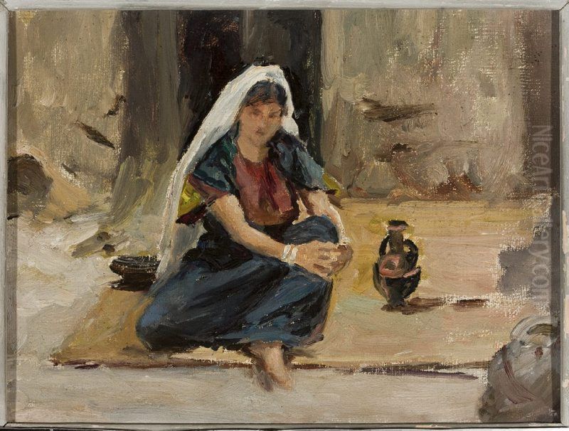 Girl from Jerusalem. From the journey to Palestine Oil Painting by Jan Ciaglinski