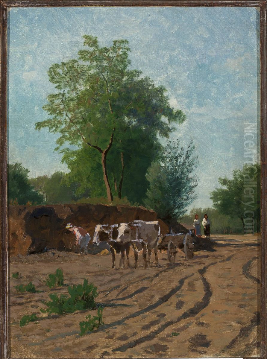 Countryside landscape, sketch Oil Painting by Walery Brochocki