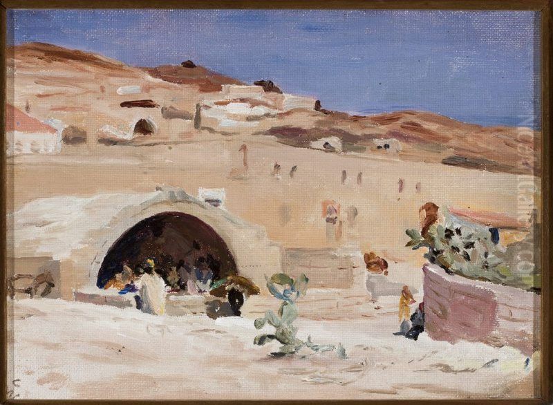 Mary's Well in Nazareth. From the journey to Palestine Oil Painting by Jan Ciaglinski