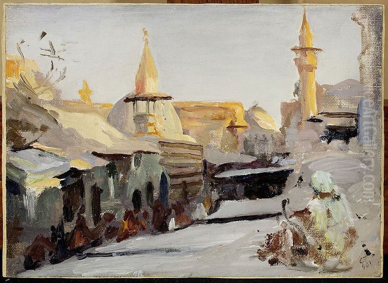 Street in Damascus. From the journey to Palestine Oil Painting by Jan Ciaglinski