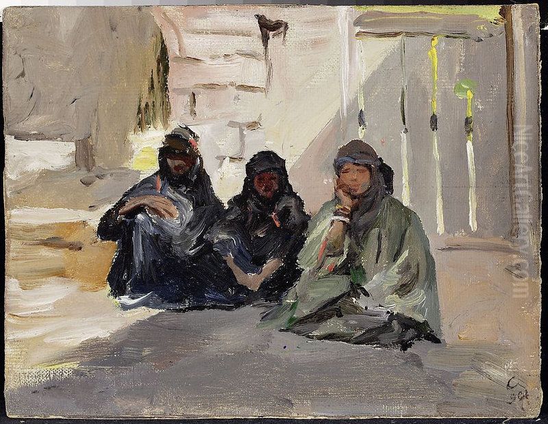 Demor - Bedouin women. From the journey to Palestine Oil Painting by Jan Ciaglinski