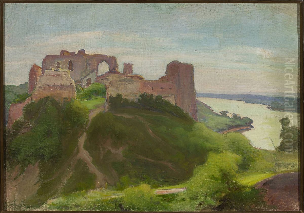 Ruins at the Vistula River bank - Janowiec Oil Painting by Wladyslaw Slewinski