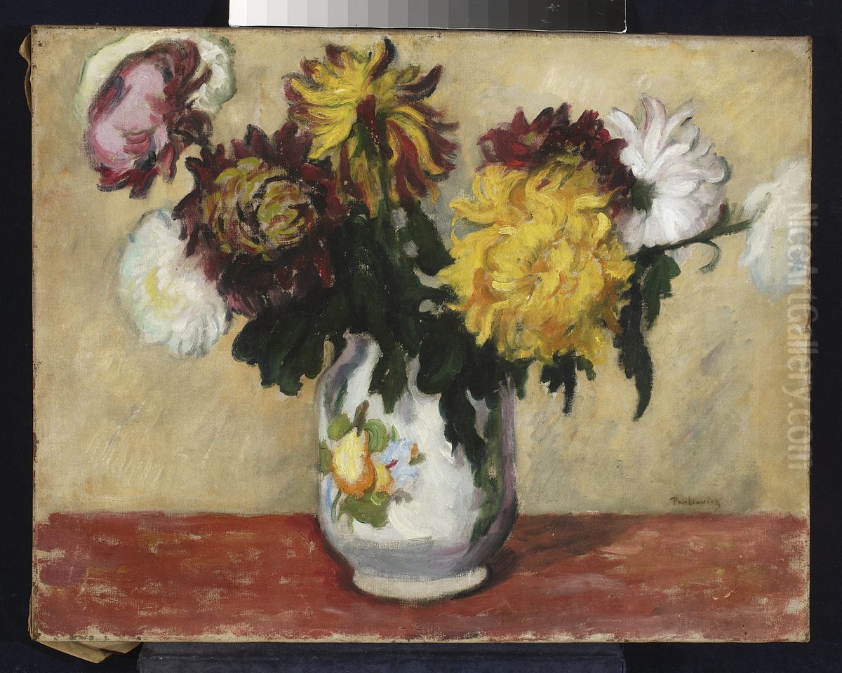 Chrysanthemums Oil Painting by Jozef Pankiewicz