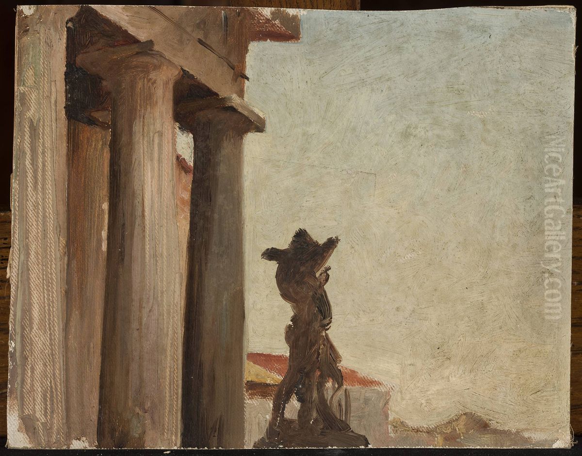 In front of the Mining Institute in Petersburg Oil Painting by Jan Ciaglinski