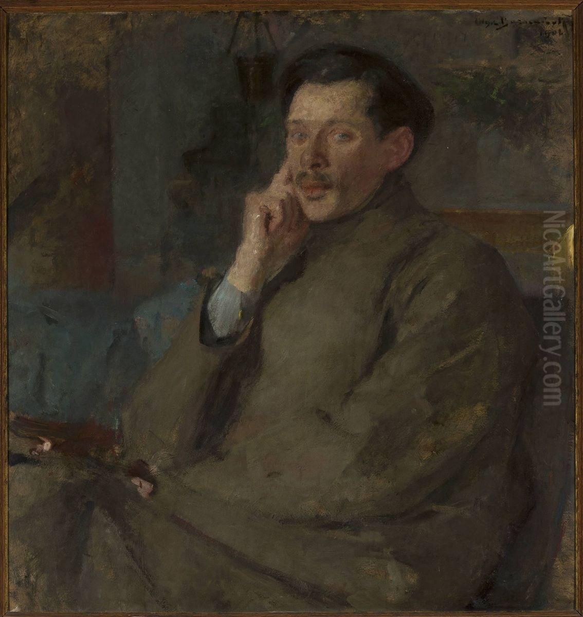 Portrait of Franciszek Maczynski (1874-1947), architect Oil Painting by Olga Boznanska