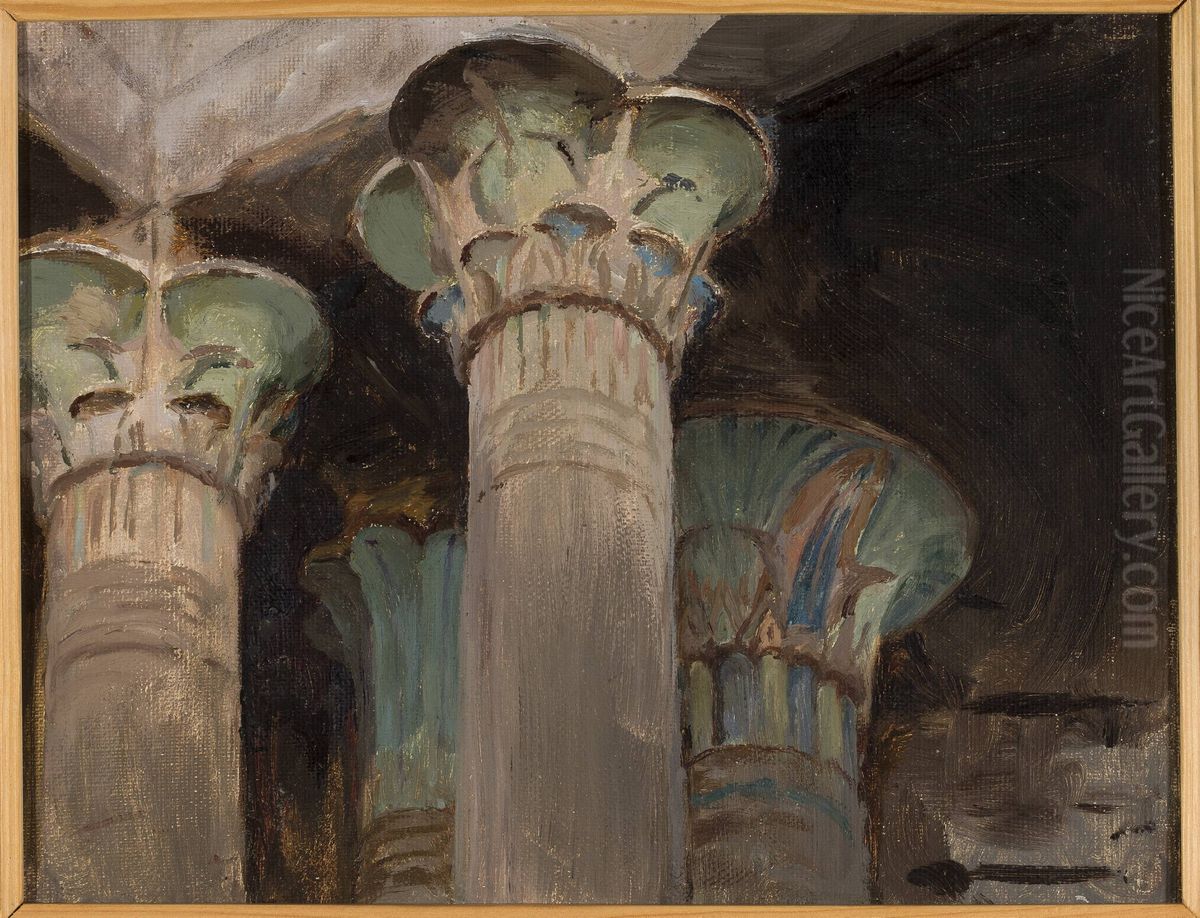 Isis - capitals in the temple of Isis. From the journey to Egypt Oil Painting by Jan Ciaglinski