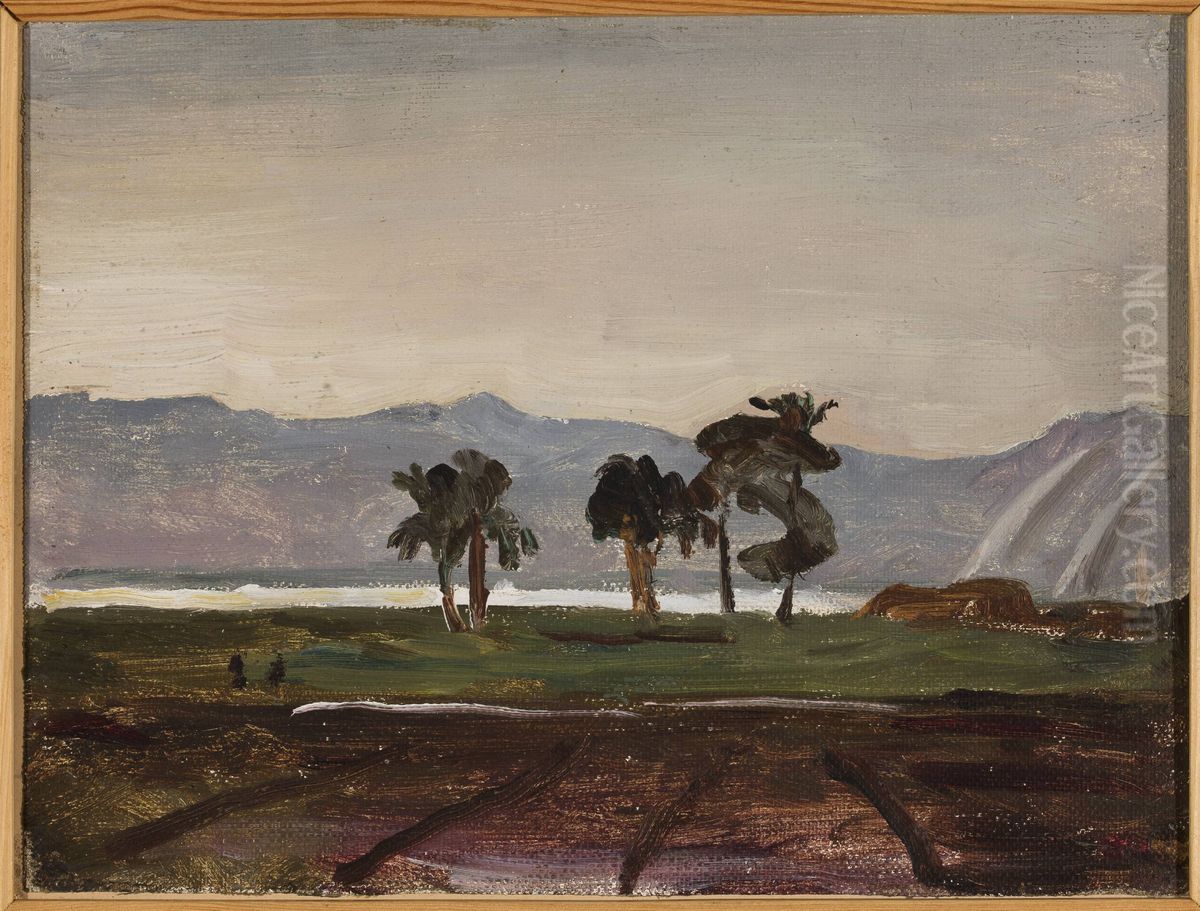 Temple of Hathor on the Philae island. From the journey to Egypt Oil Painting by Jan Ciaglinski