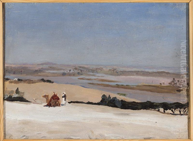 View from the pyramid. From the journey to Egypt Oil Painting by Jan Ciaglinski