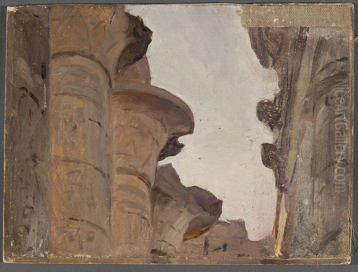 Temple capital. From the journey to Egypt Oil Painting by Jan Ciaglinski