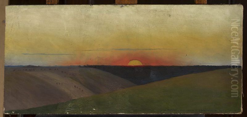 Landscape - Sunset Oil Painting by Roman Szwoynicki