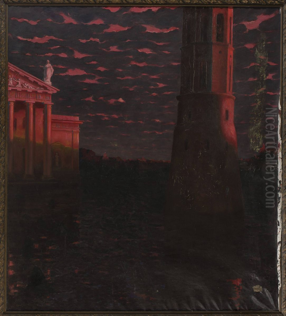 Vilnius - Cathedral Bell Tower Oil Painting by Kazimierz Stabrowski