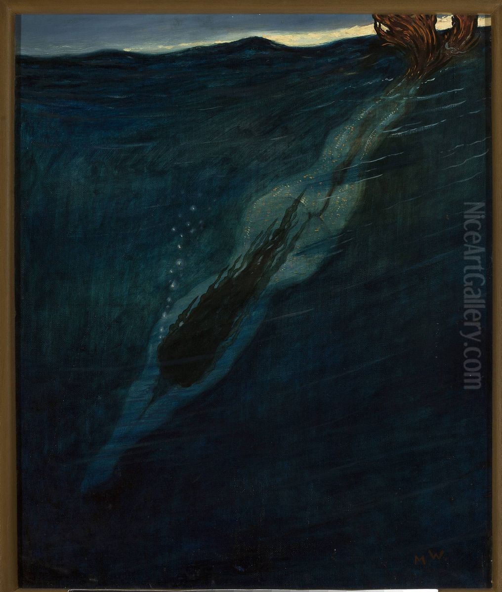 Water nymph Oil Painting by Marian Wawrzeniecki