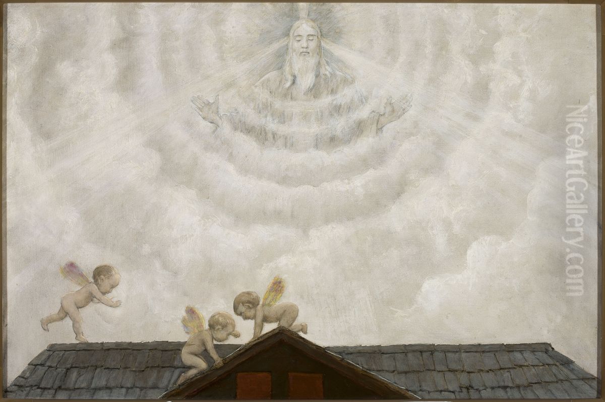 God the Father above the shed Oil Painting by Hans Thoma