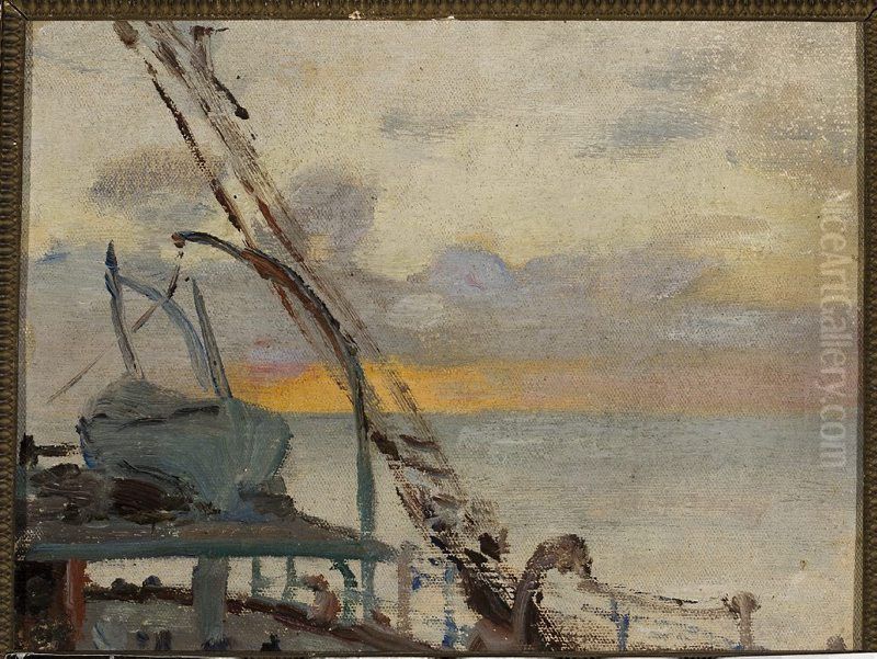 View from the ship. From the journey to India Oil Painting by Jan Ciaglinski