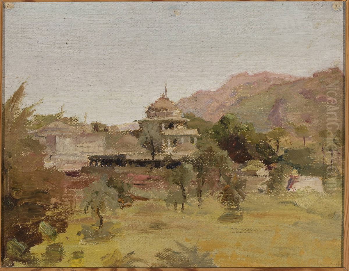 Diewarra Templer Stand Abu. From the journey to India Oil Painting by Jan Ciaglinski