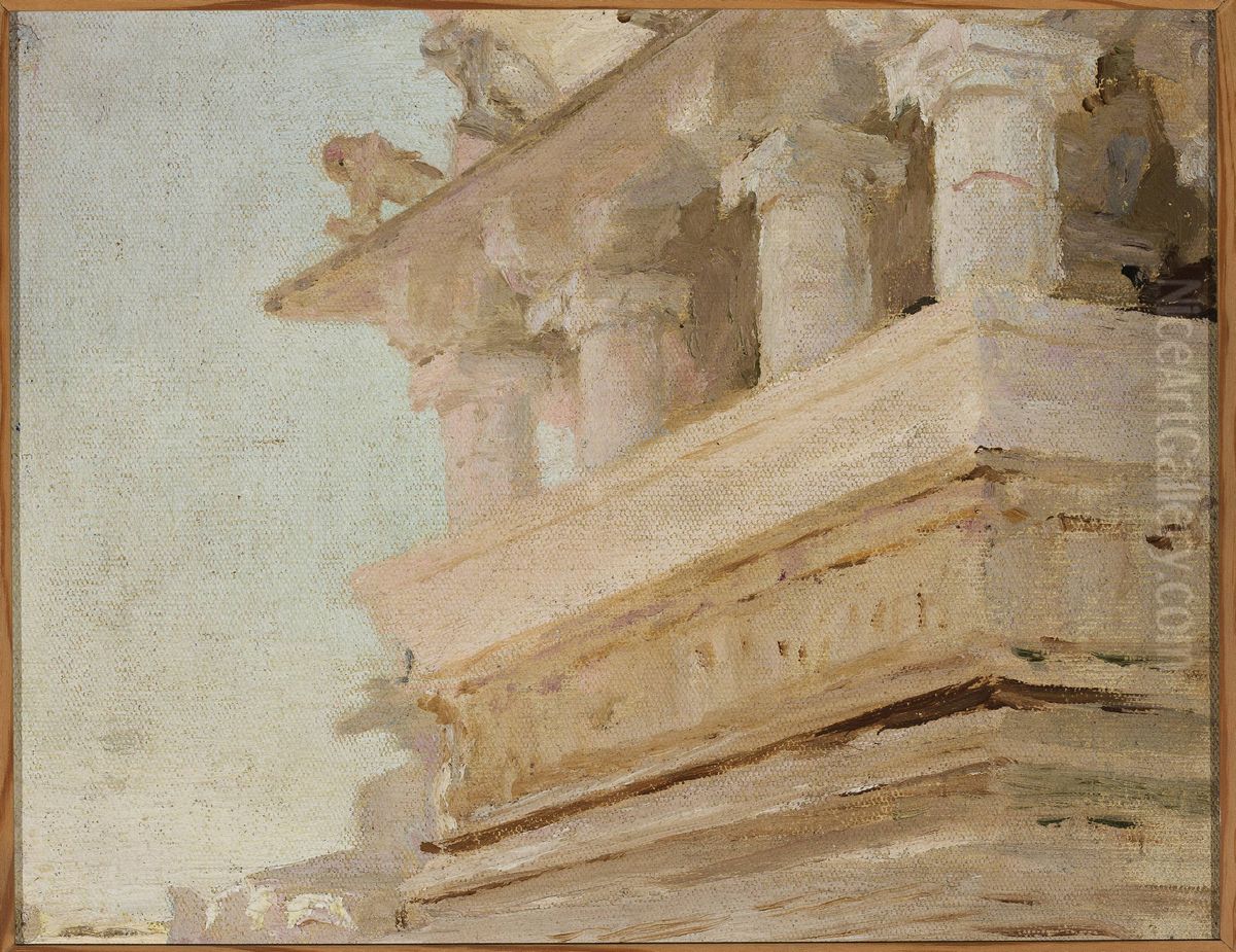 Temple in Udaipur. From the journey to India Oil Painting by Jan Ciaglinski