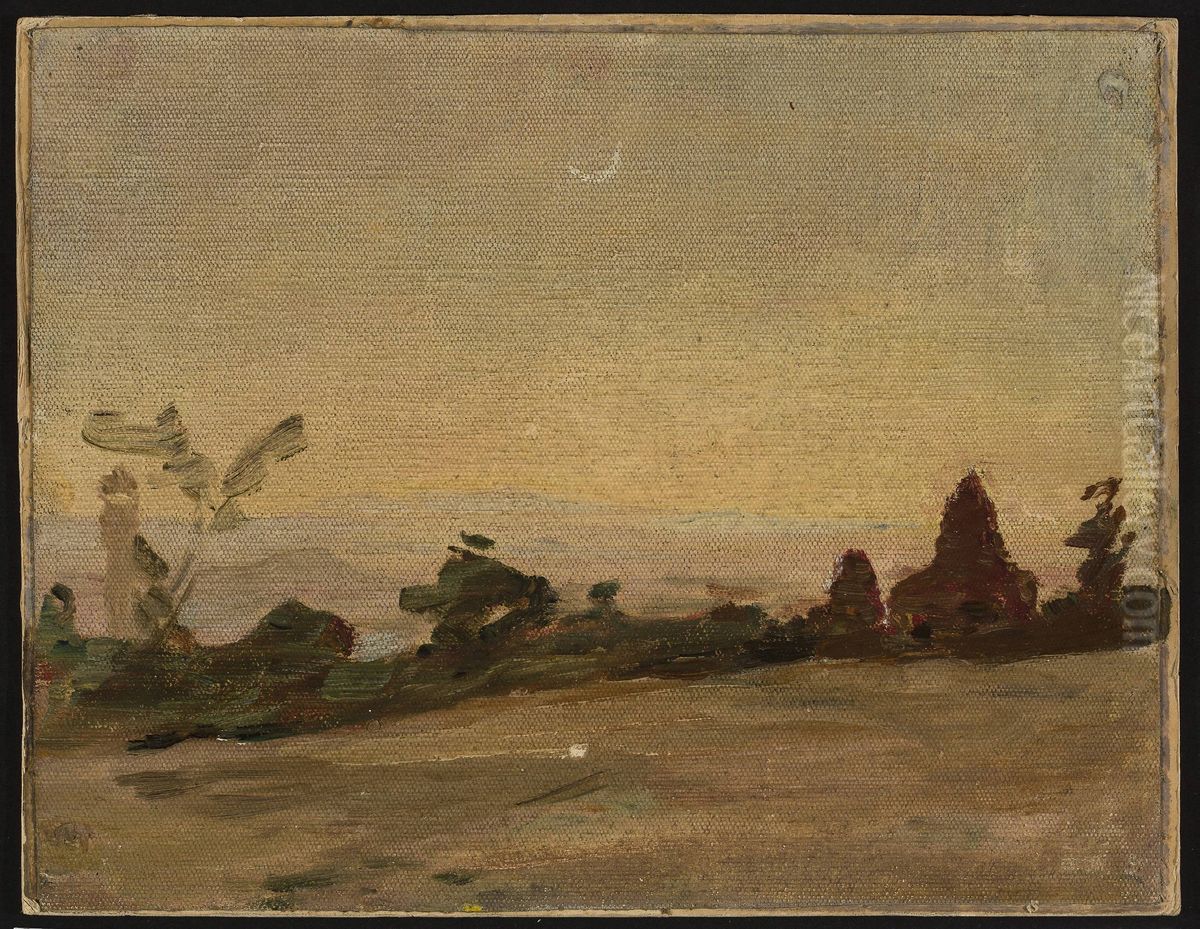 Remote moonlit landscape in India. From the journey to India Oil Painting by Jan Ciaglinski