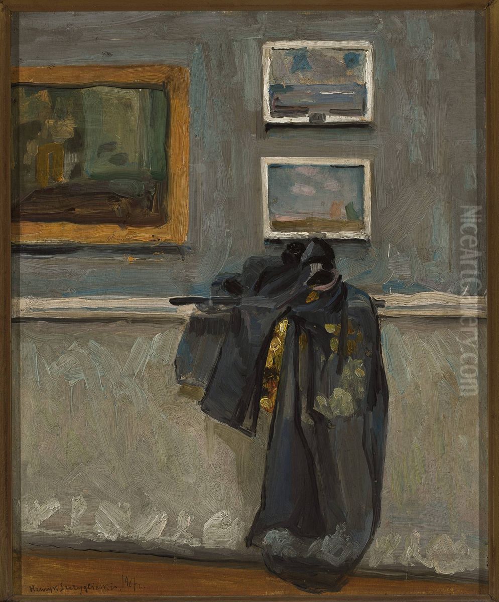 Interior of the posthumous exhibition of Jan Stanislawski Oil Painting by Henryk Szczyglinski