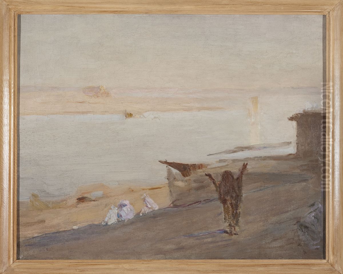 Ganges. From the journey to India Oil Painting by Jan Ciaglinski