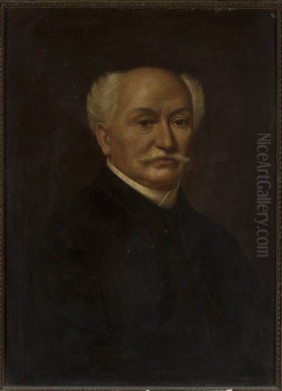 Portrait of Mathias Bersohn (1824-1908) Oil Painting by Feliks Cichocki