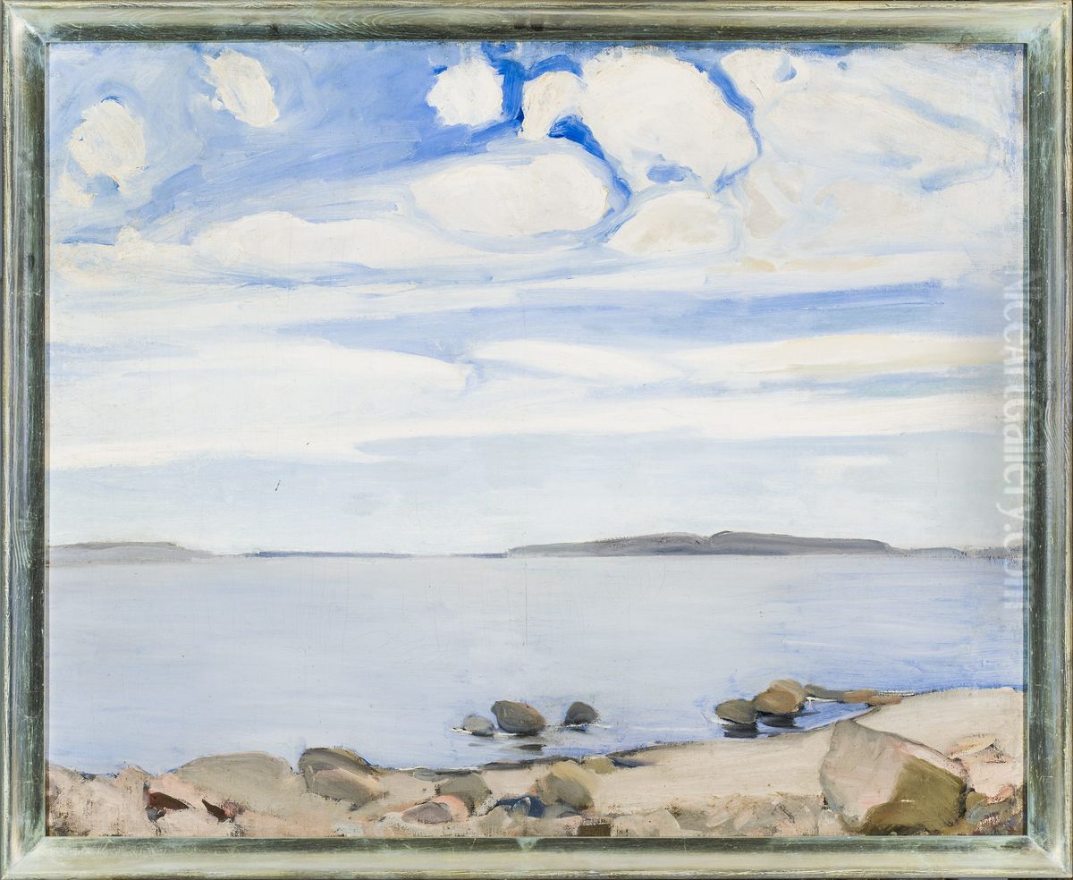 Landscape in Finland Oil Painting by Konrad Krzyzanowski