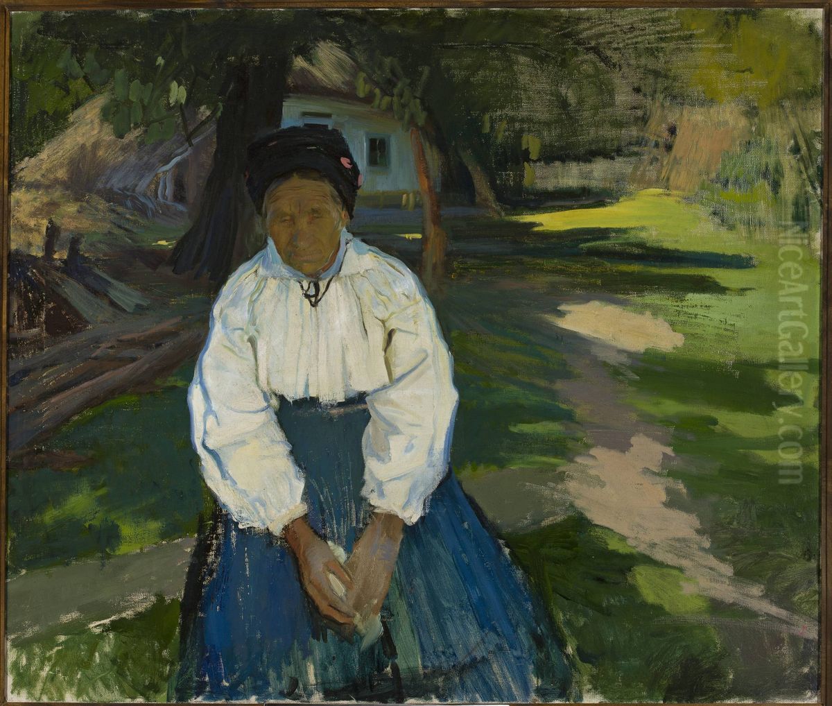 Peasant woman (of Ukrainian descent) Oil Painting by Konrad Krzyzanowski