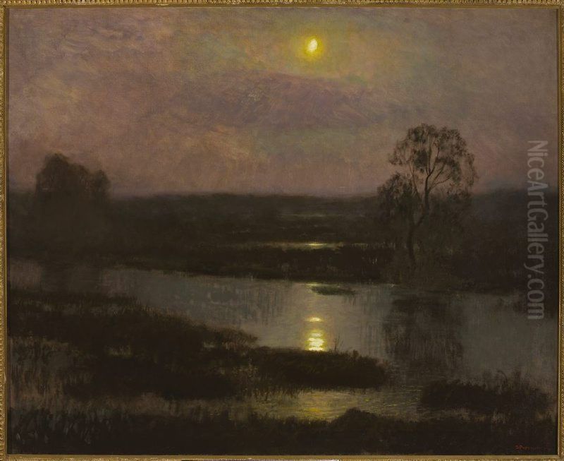 Moon night Oil Painting by Stefan Popowski