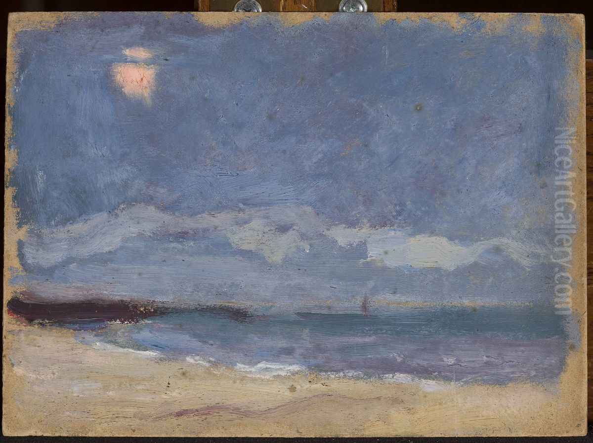 Seascape (the sun behind a cloud) Oil Painting by Tadeusz Makowski