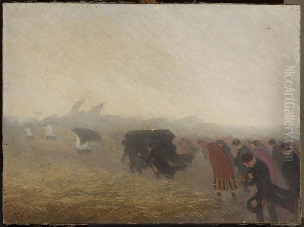 Funeral Oil Painting by Franciszek Lubienski