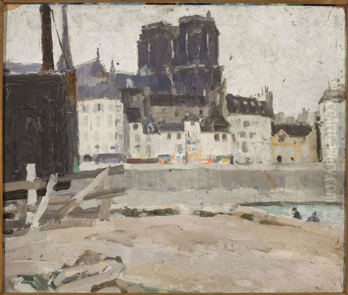 Landscape with Notre-Dame Cathedral Oil Painting by Tadeusz Makowski