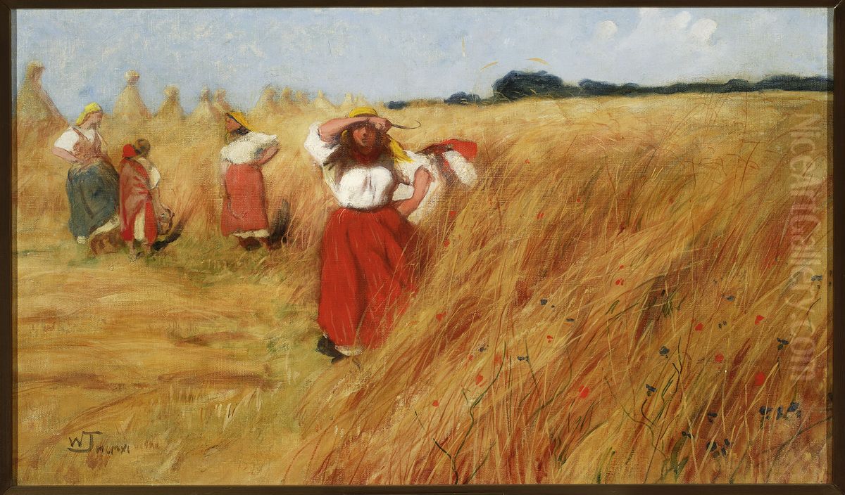 Harvest Oil Painting by Wlodzimierz Tetmajer