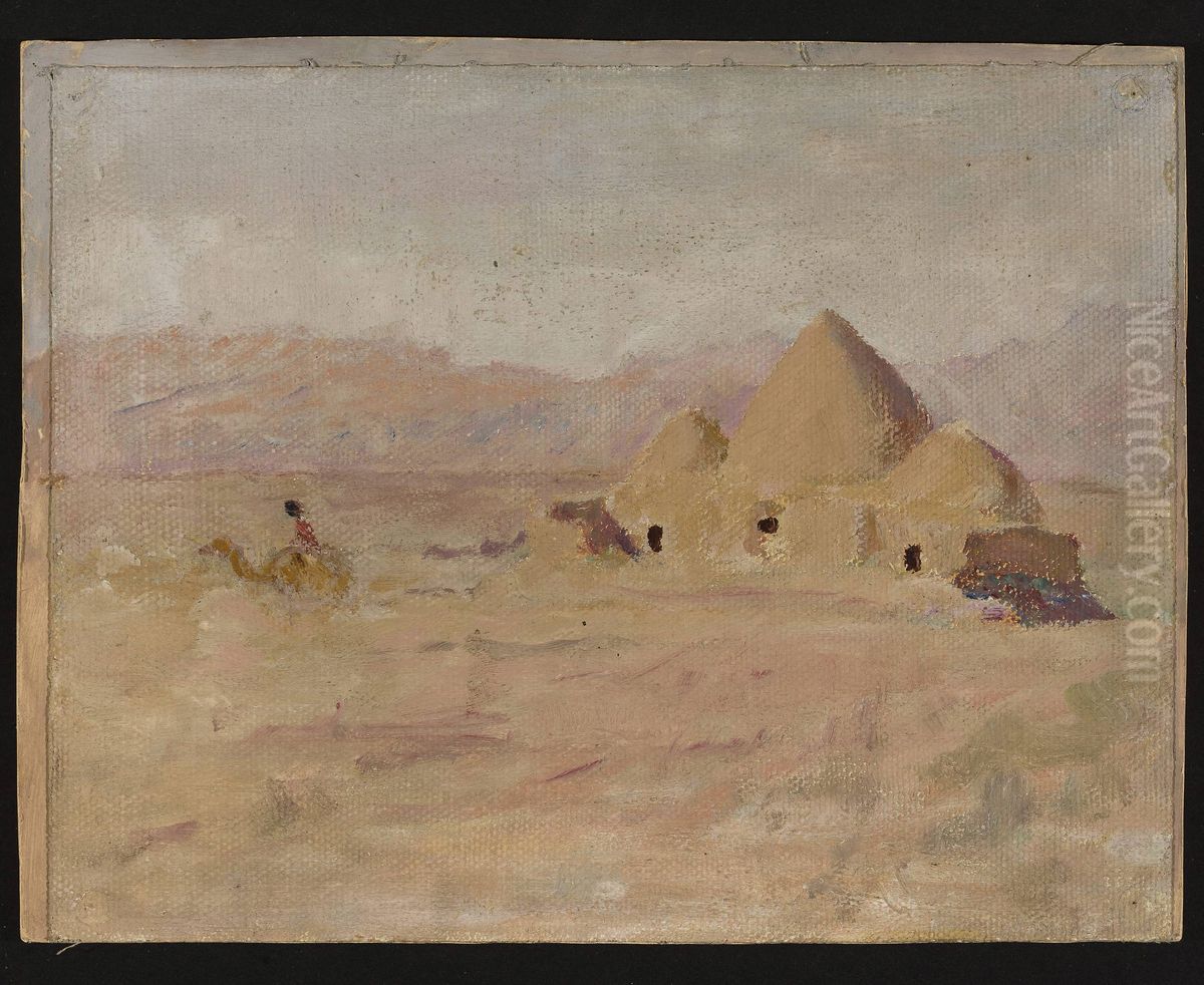 Monument on the Kyrgyz tomb in the steppe. From the journey to Turkestan Oil Painting by Jan Ciaglinski