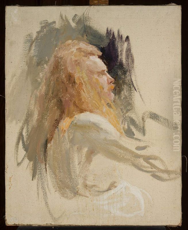 Siegfried, portrait study Oil Painting by Jan Ciaglinski